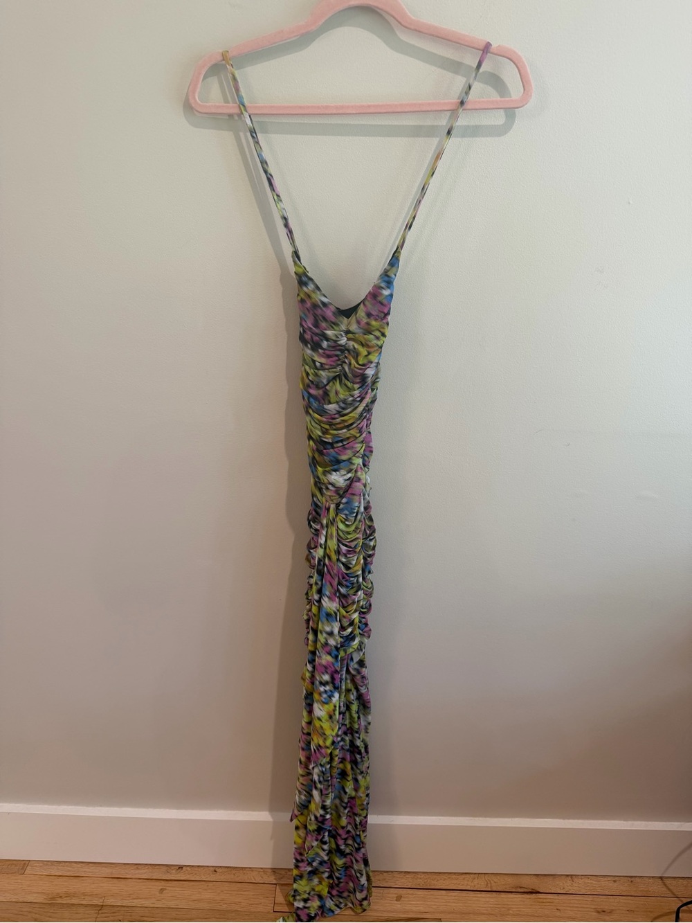 AFRM Floral Multi-Color Ruched Slip Dress - Picture 3 of 5
